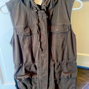 Matty M khaki cargo vest with hood XS